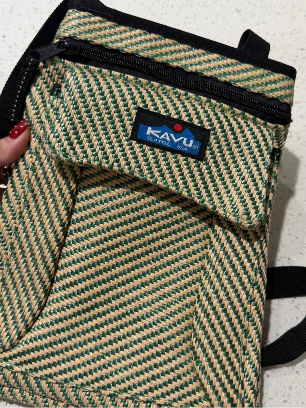 Kavu Two-Tone Woven Crossbody Bag